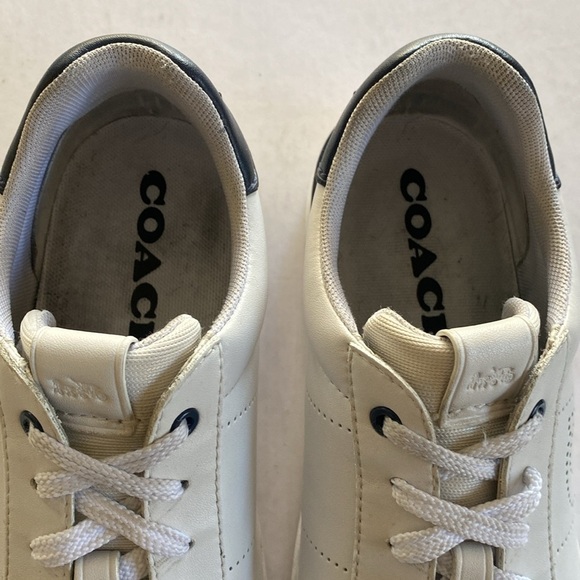 COACH Women’s Lowline Low Top Optic White Midnight Navy Leather Sneakers 8.5B - Picture 4 of 10